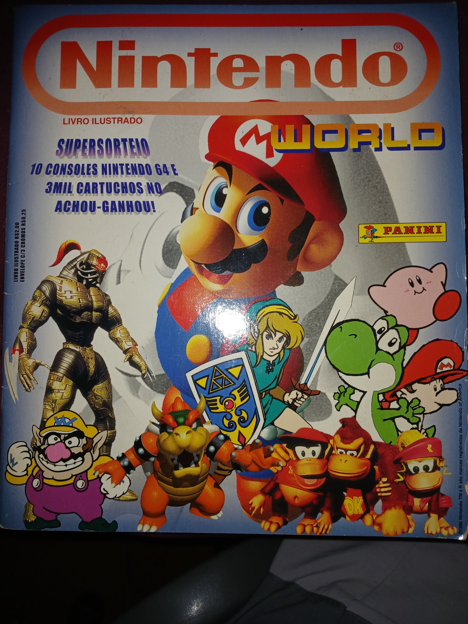 Livro Ilustrado Nintendo World (Panini - 1996) - Com algumas Cromos - Perfeito Estado - Item Raro de Colecionador
