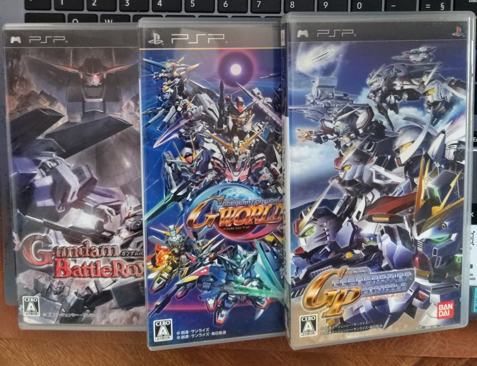 Lote Kit 3 Jogos Gundam PSP Midia Fisica Japones Completo C/ Manual Bandai Namco