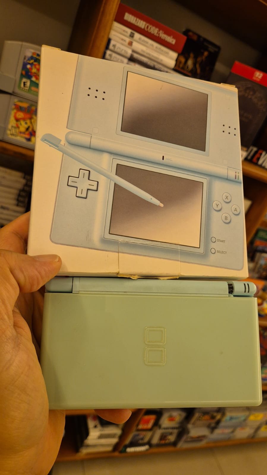 Nintendo DS Lite Ice Blue completo com caixa